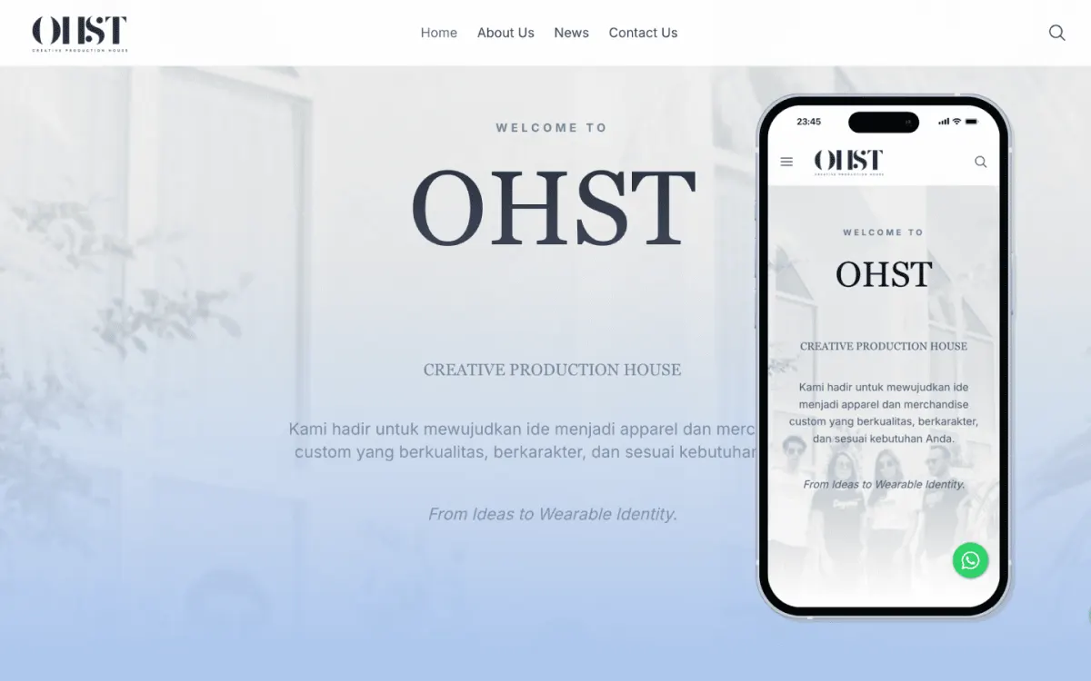 Tampilan website Ohst Creative House